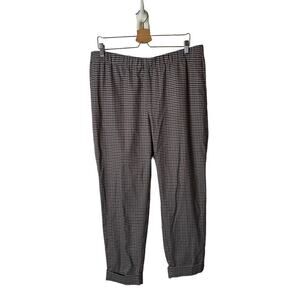 J. Jill Plus 18 Blue Red Houndstooth Pull On Cuffed Slim Straight Ankle Pants